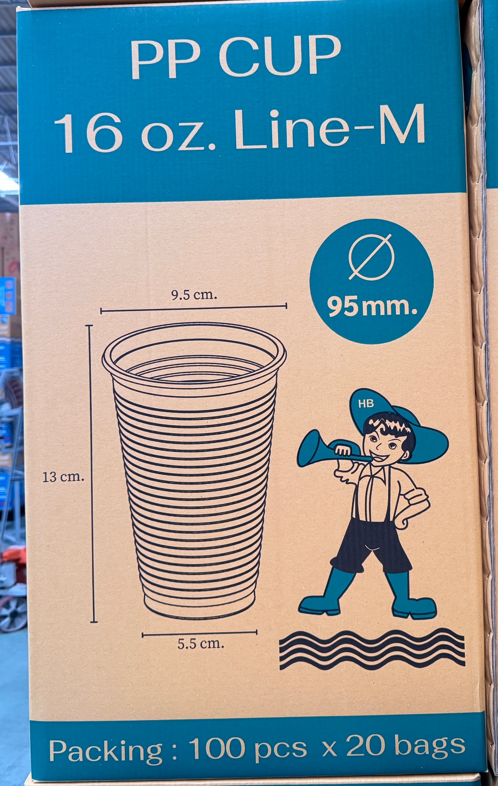 ถ้วยน้ำ16 OZ.ลอนใสLine-M HB(100x20แถว)