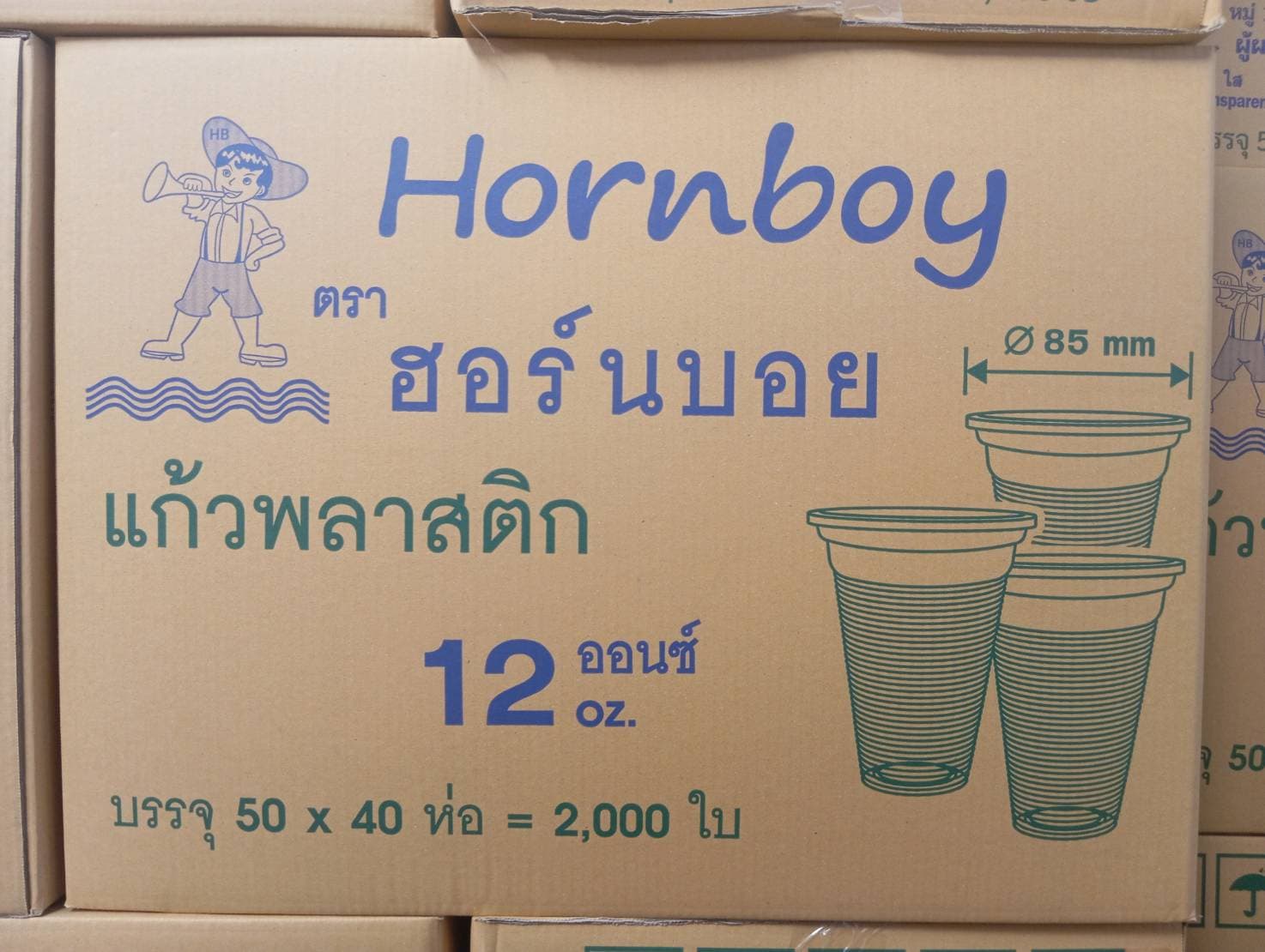 ถ้วยน้ำ12 OZ.ใส(ปาก85)HB(50x40แถว)