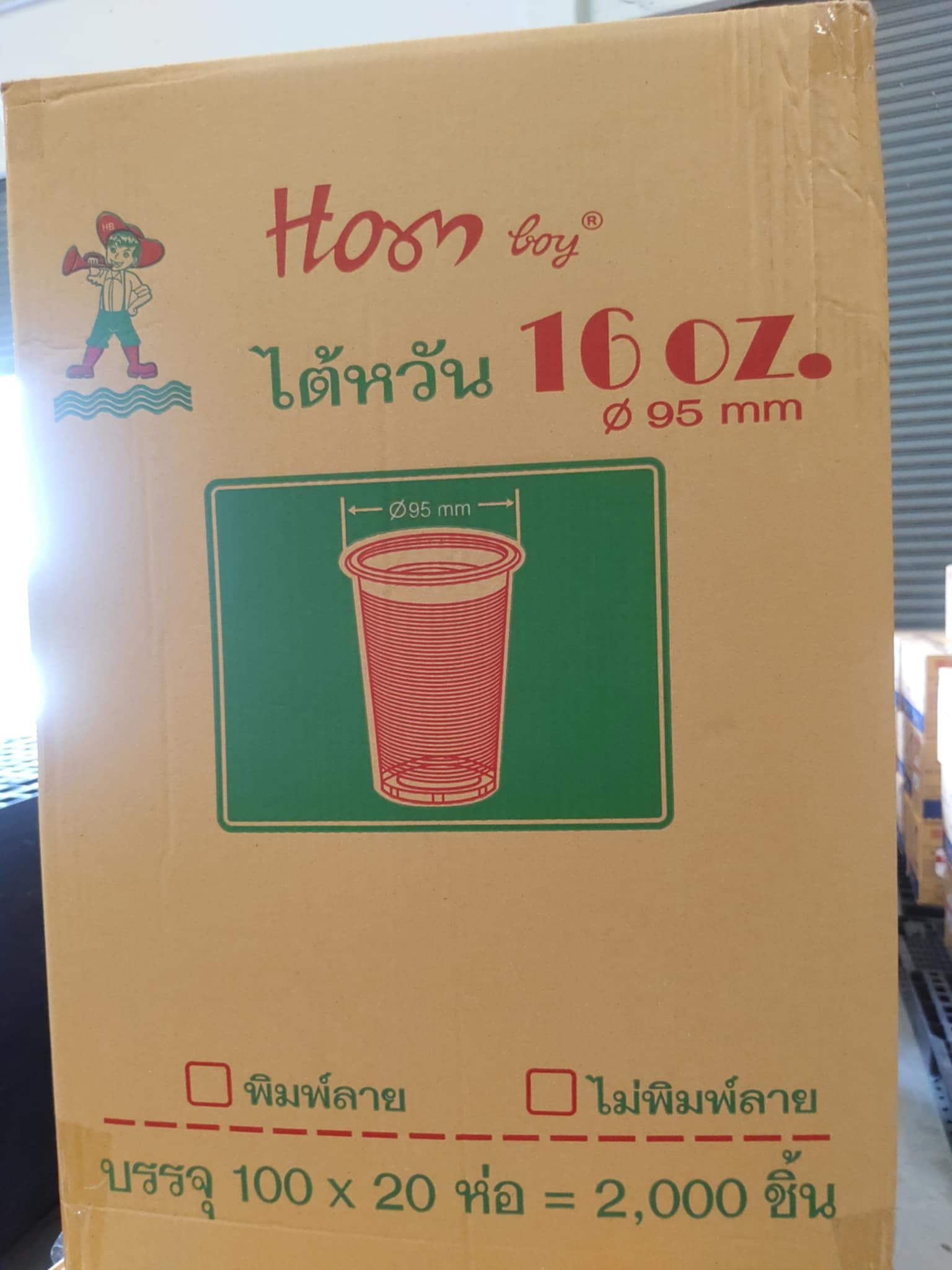 ถ้วยน้ำ16 OZ.ลอนใส(500ไต้หวัน)LM(100x20แถว)