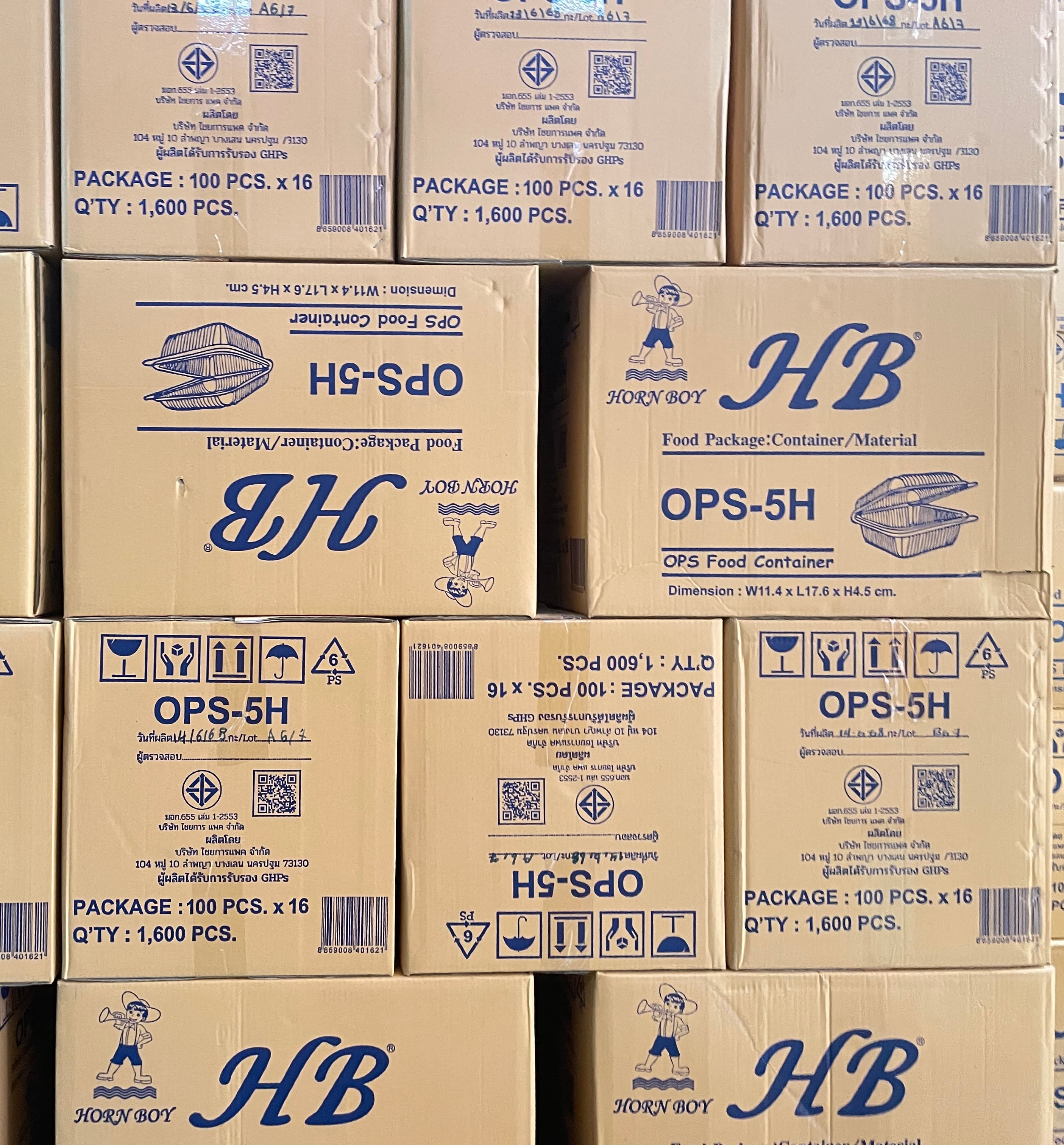 กล่องใสOPS(HB)5H (100ชิ้น*16ห่อ=1600ชิ้น/ลัง