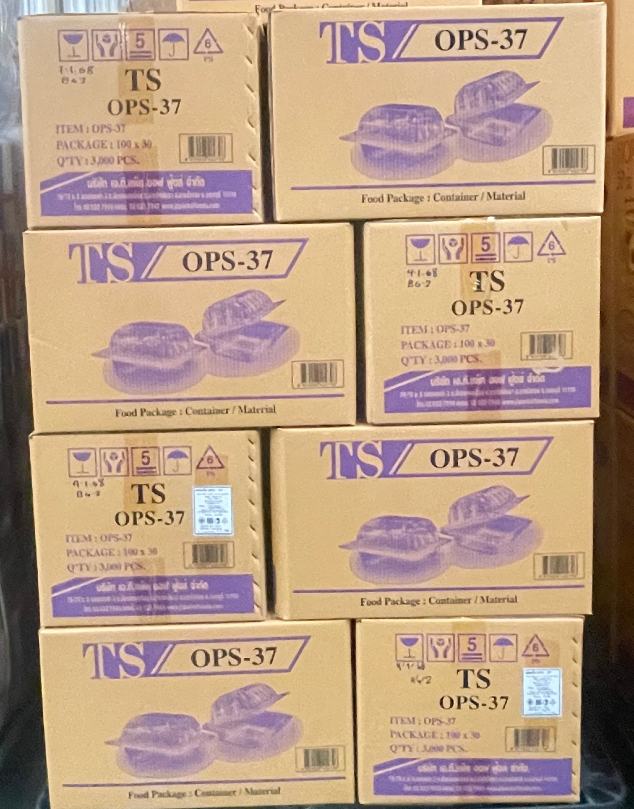 กล่องใสOPS(TS)37 (100ชิ้น*30ห่อ=3000ชิ้น/ลัง