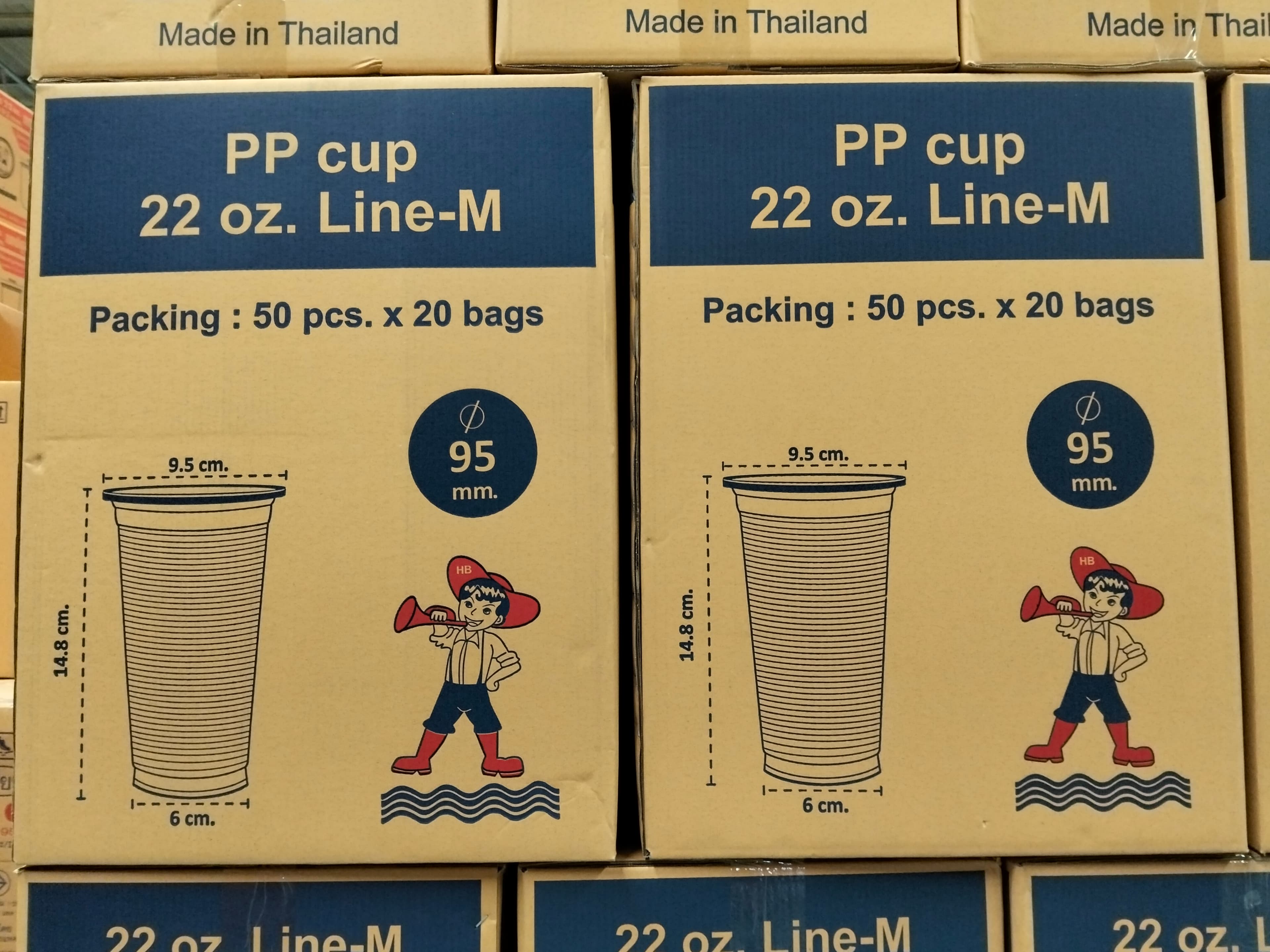 ถ้วยน้ำ22 OZ.ลอนใส M (ปาก95)HB(50x20แถว)