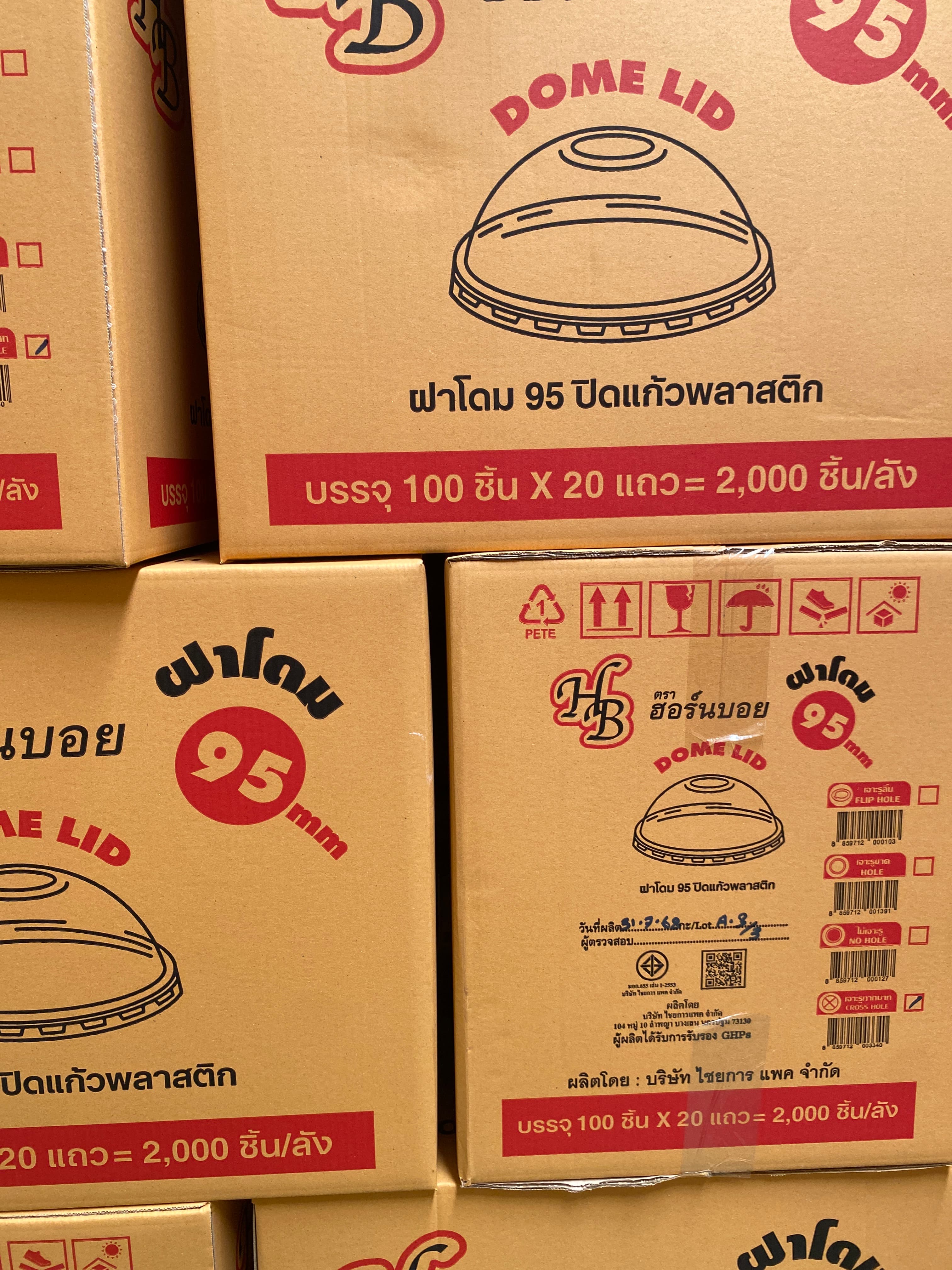 ฝาโดมพลาสติกขนาด95HBรูกากบาท(100x20แถว2000ชิ้น)