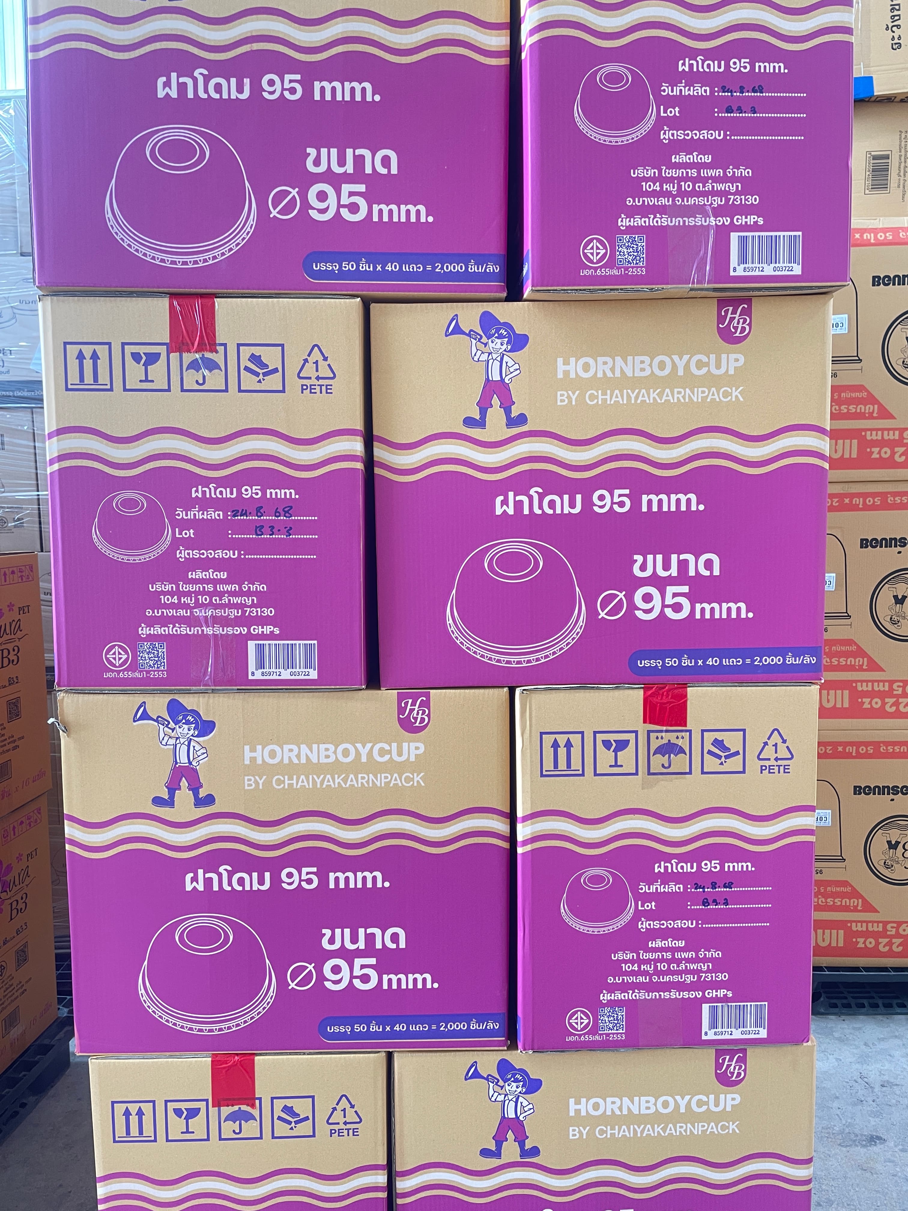ฝาโดมพลาสติกขนาด95เจาะรูขาด(PINK) HB(50x40แถว 2000ใบ)