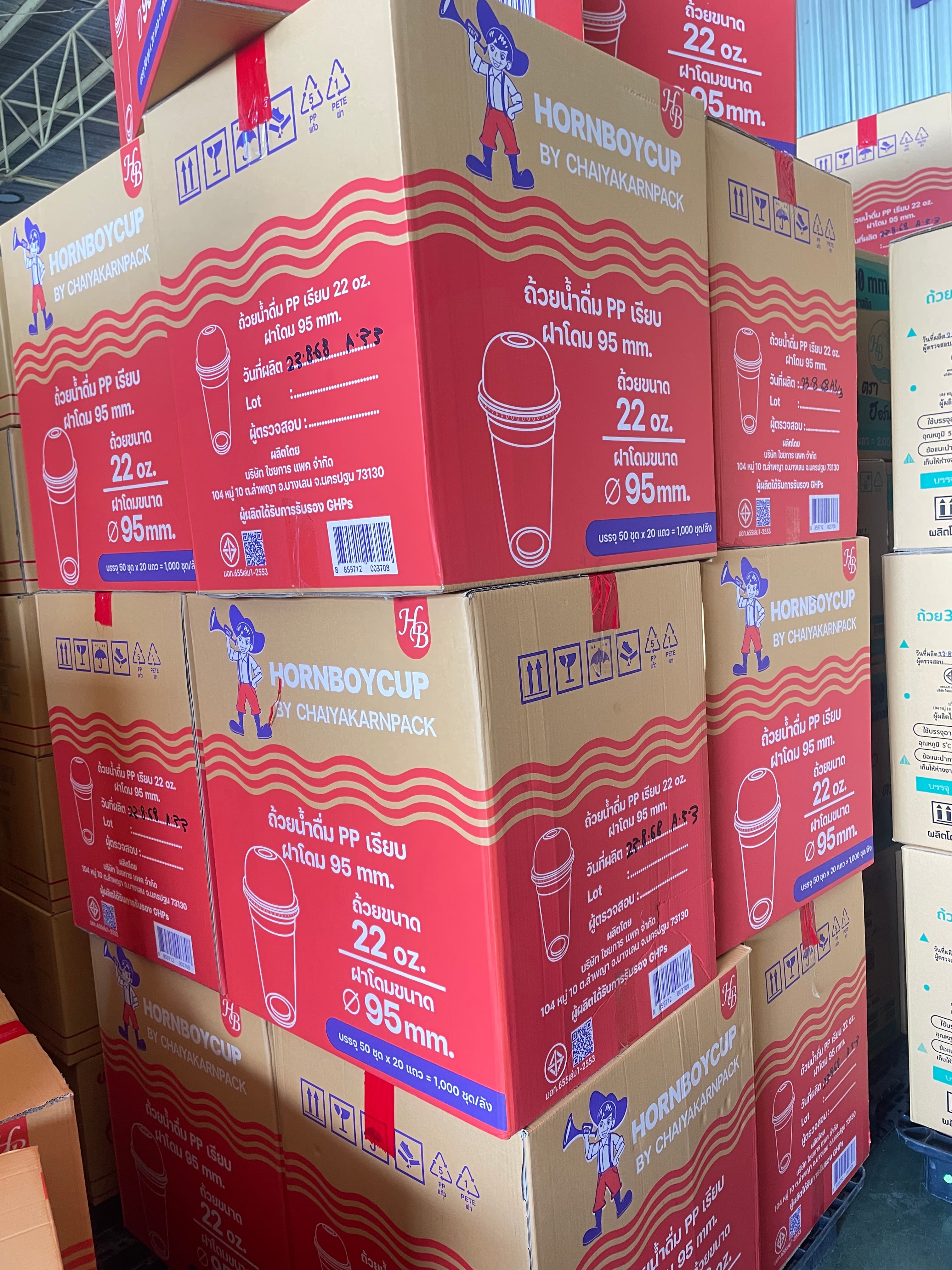 ถ้วยน้ำ22 OZ.เรียบใสF+ฝาโดม95เจาะรูขาดHB(50ชุดx20แถว)